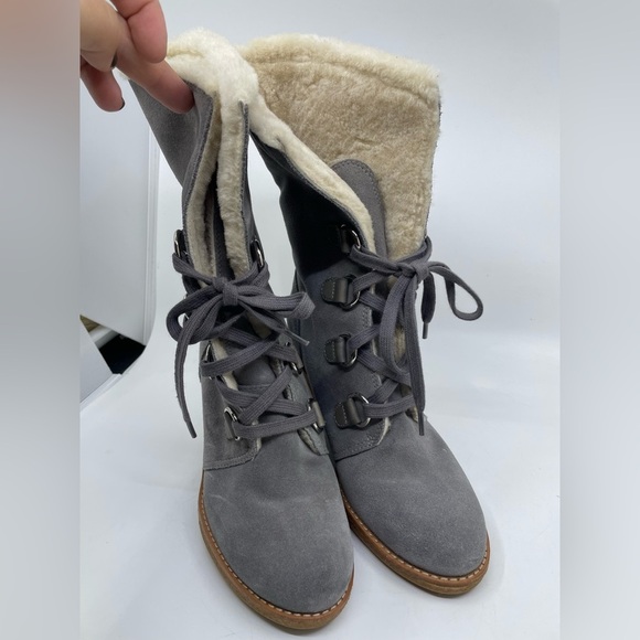 Cole Haan Waterproof Shearling Wedge Booties size 7B - Picture 4 of 16